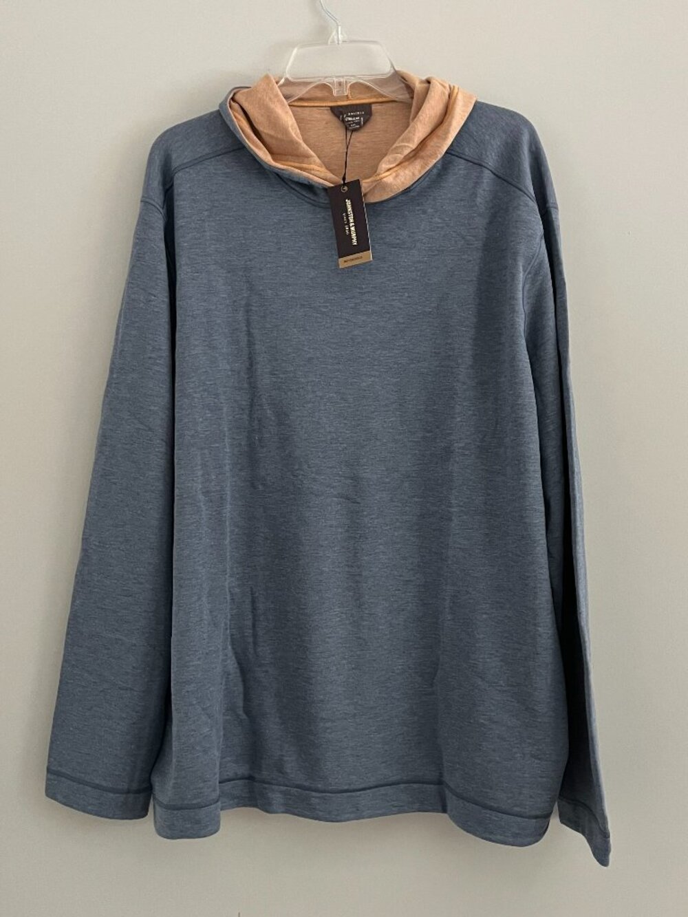 Johnston & Murphy Mens Icon Hoodie Reversible Navy Oatmeal Lightweight Shirt XXL